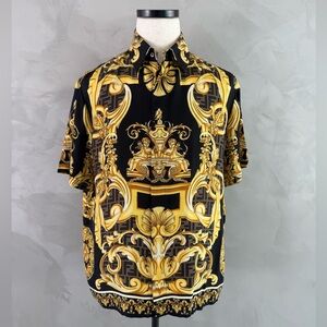 FENDACE Barocco Silk Shirt Size 40 IT